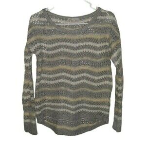 Jolt Women's Sweater Size S Striped Metallic Silver Thread Loose Weave